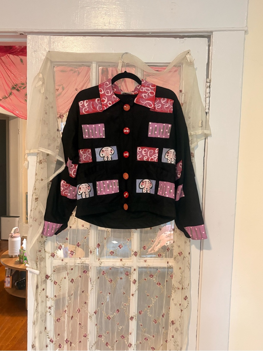 Black and Pink Patchwork Women's Jacket